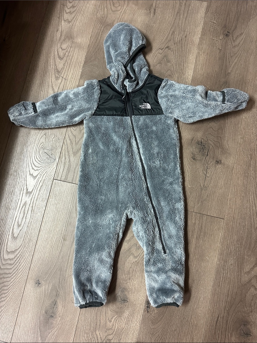 The North Face Gray Hooded Fleece One-Piece for Kids